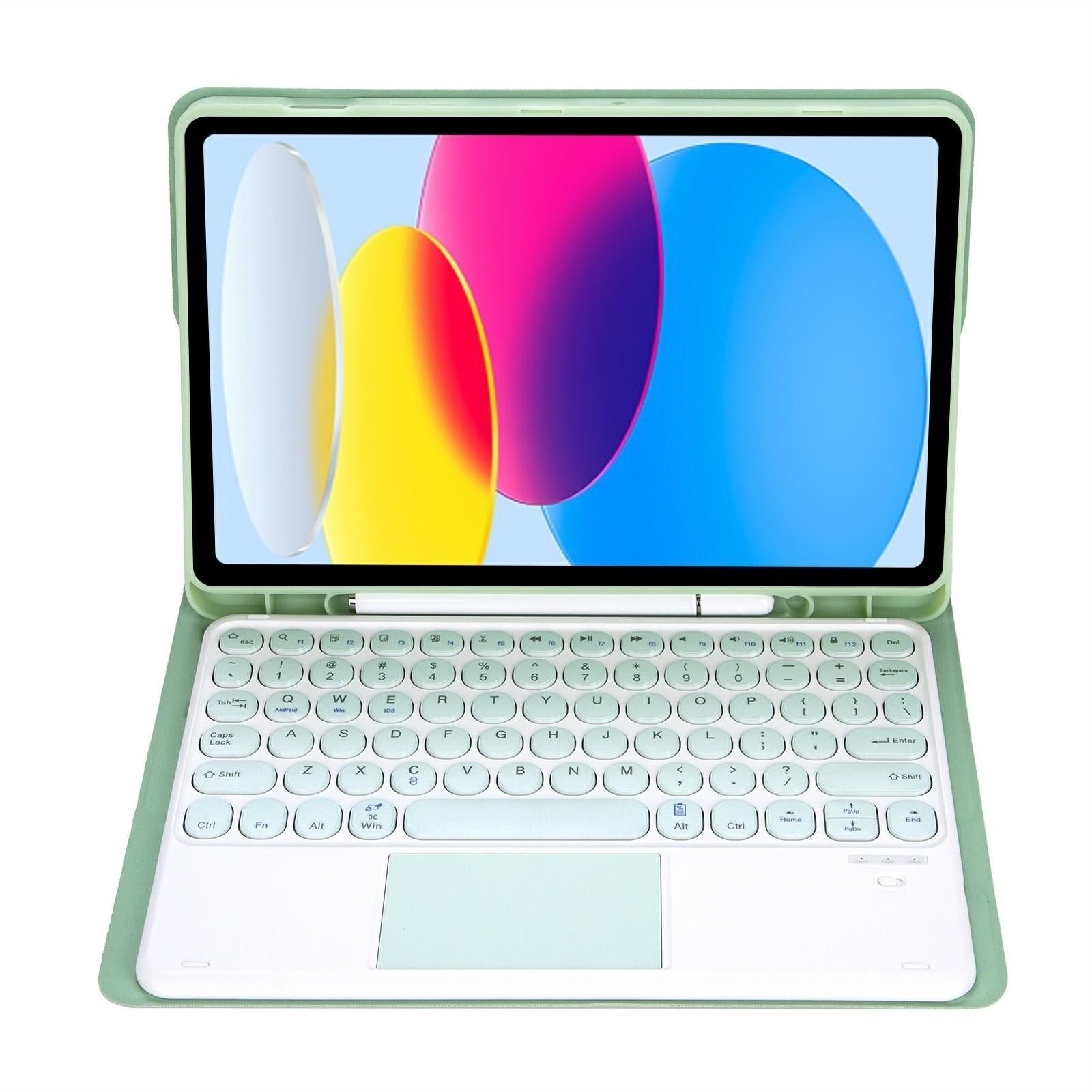 2022 Ipad 10.9 Lambskin Bluetooth Keyboard Case With Pen Slot - Dark Blue