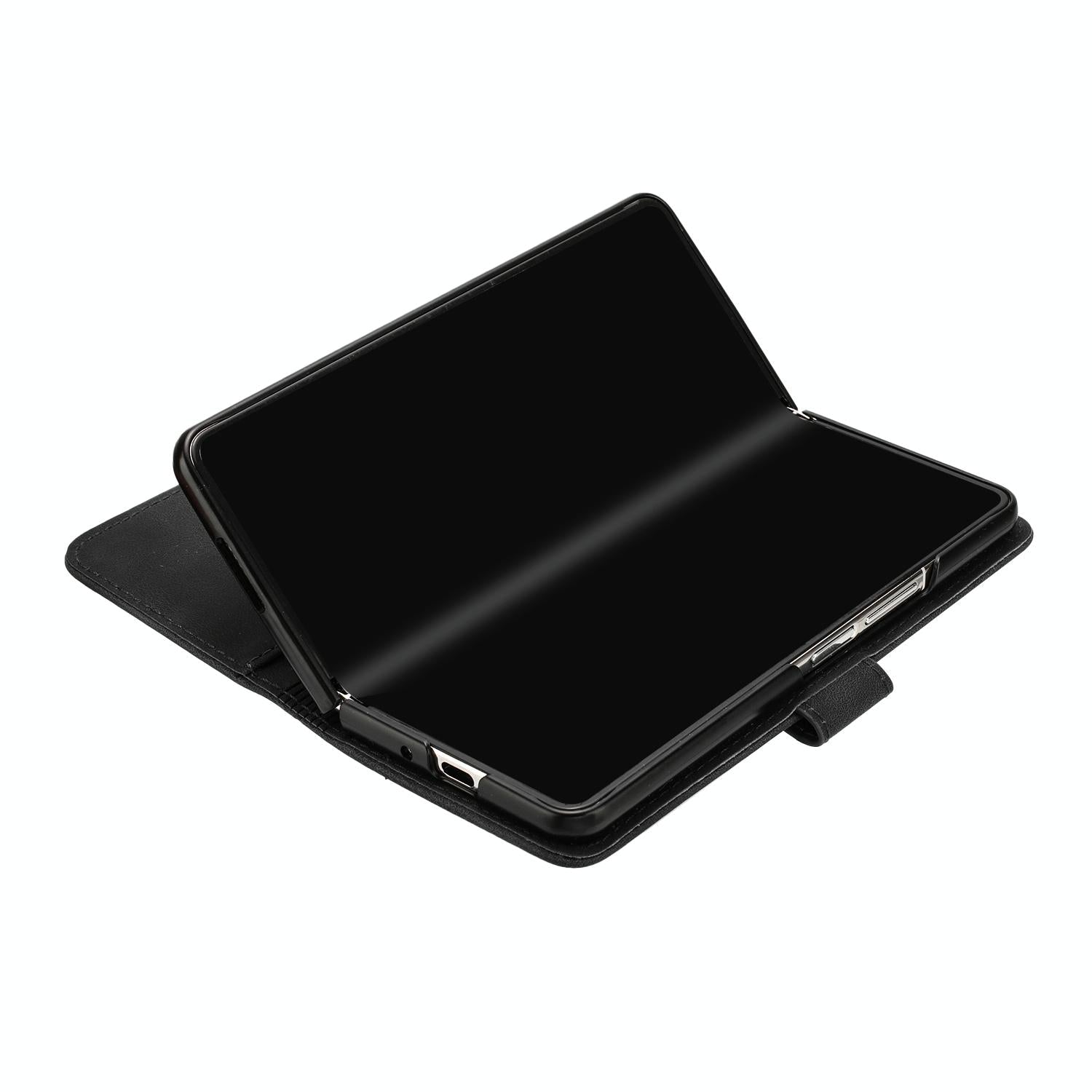 For Samsung Galaxy Z Fold4 5G Smooth Leather Phone Case - Line Pattern - Coffee