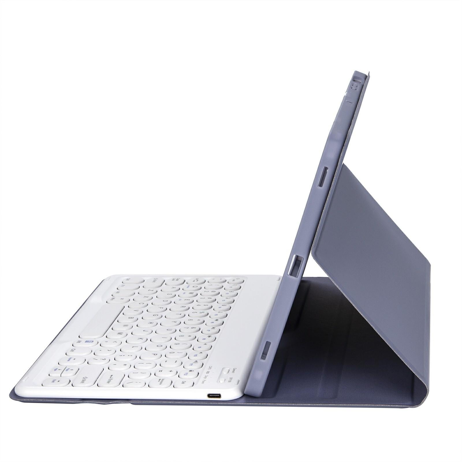 2022 Ipad 10.9 Bluetooth Keyboard Leather Case With Pen Slot - Lambskin Texture - Dark Blue