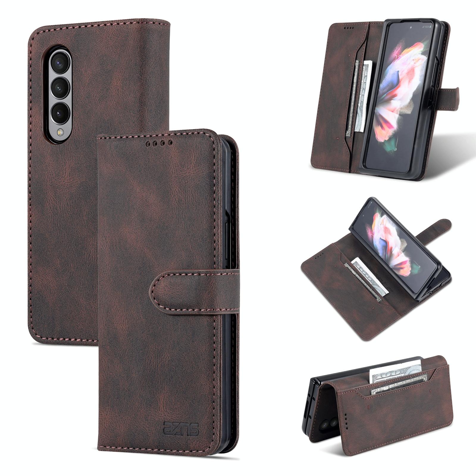For Samsung Galaxy Z Fold4 5G Horizontal Flip Tpu Phone Case - Coffee