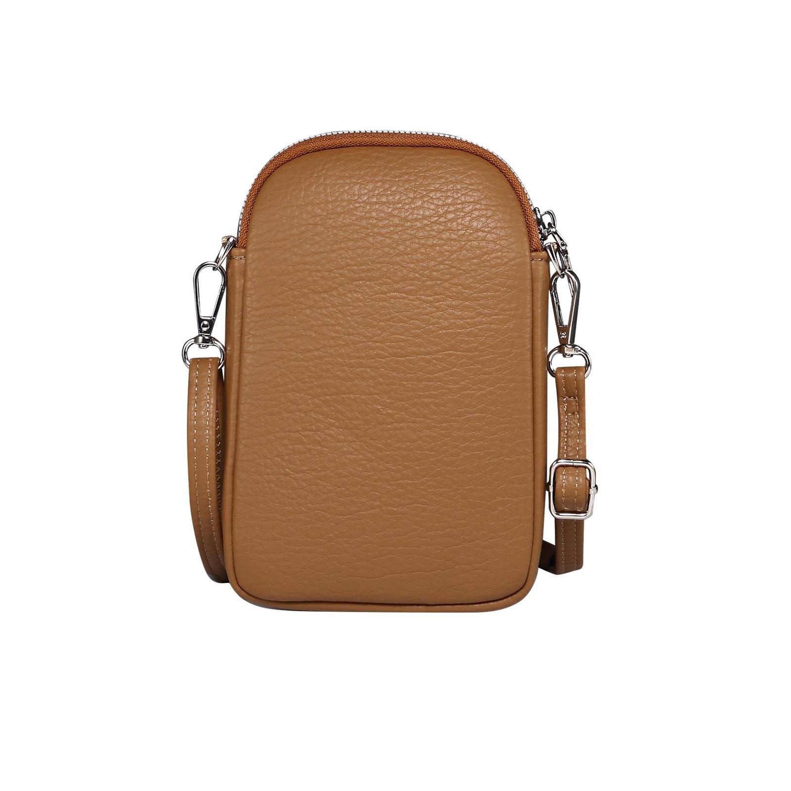 Litchi Texture Phone Crossbody Bag Leather Case For 5.5 Inch - 7.2 Inch Phones - Black