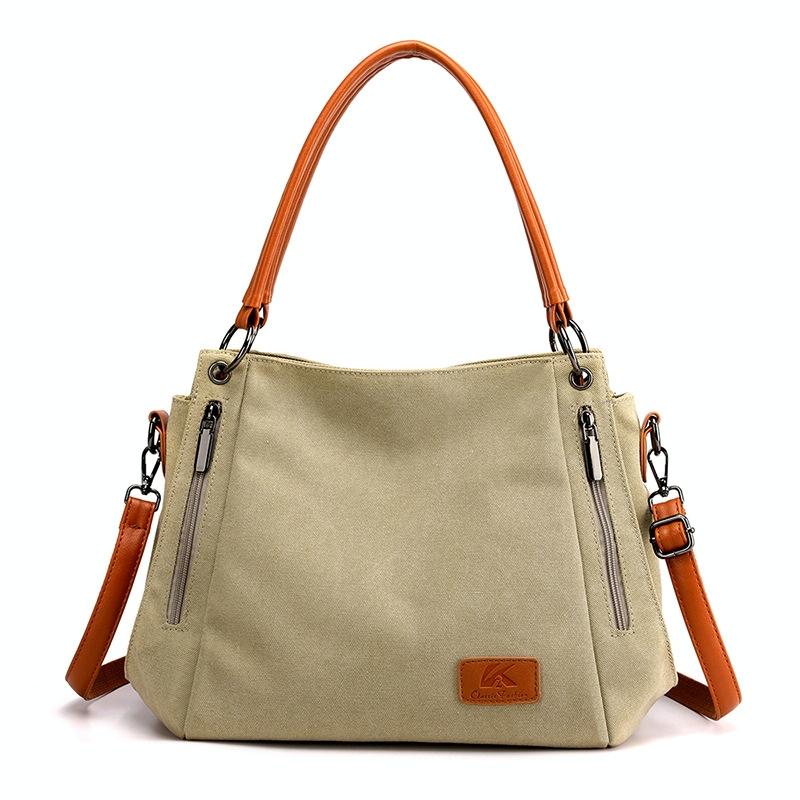 Canvas Shoulder Bag - Spacious and Stylish - Purple Coffee
