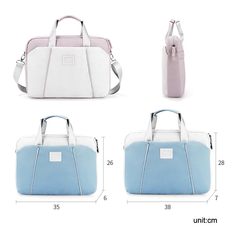 Portable Messenger Bag for Laptops - Apple Huawei Xiaomi Basne - Ladder Tape Light Blue + Gray Pu Power Package