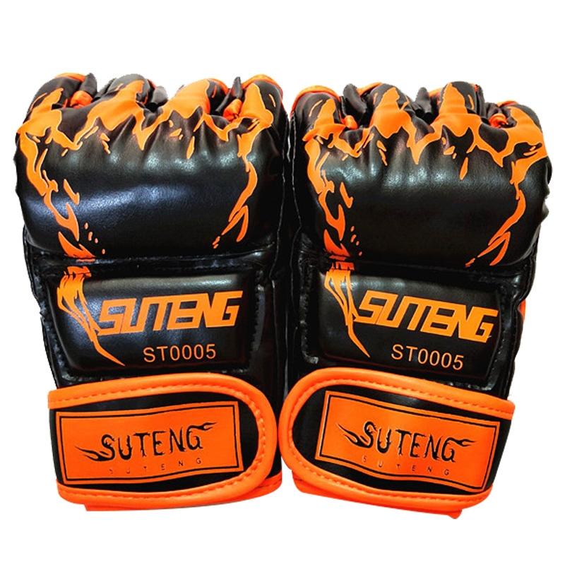 Adult Half-Finger Boxing Gloves For Training - Orange