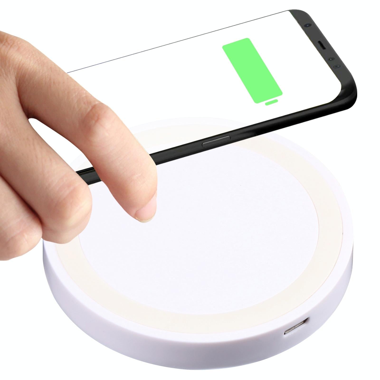 Universal 5W Round Wireless Charger - Black + Orange