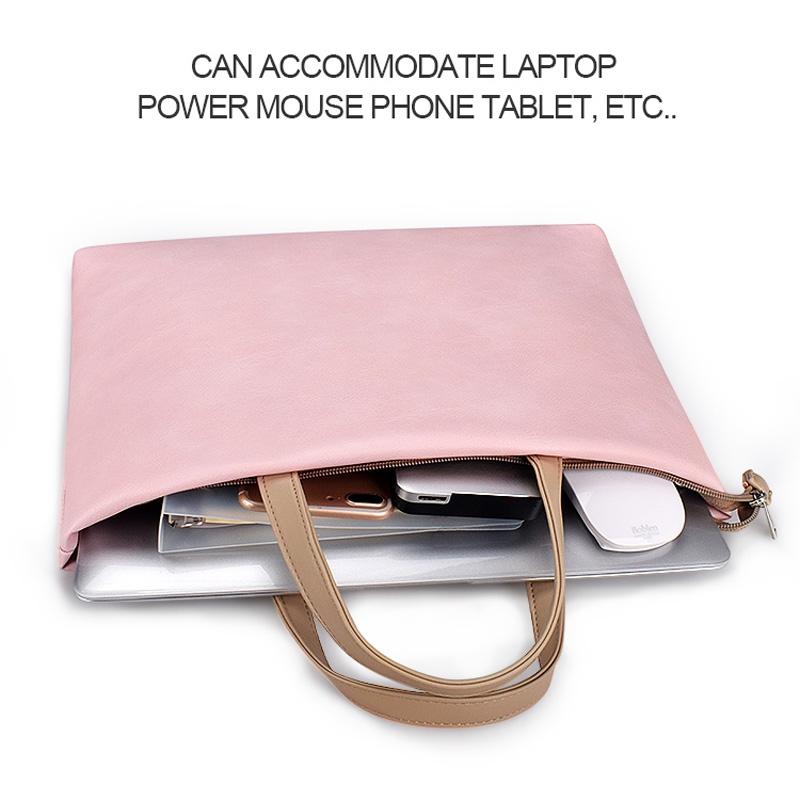 13.3 Inch Pink Laptop Crossbody Bag - Waterproof Pu Material