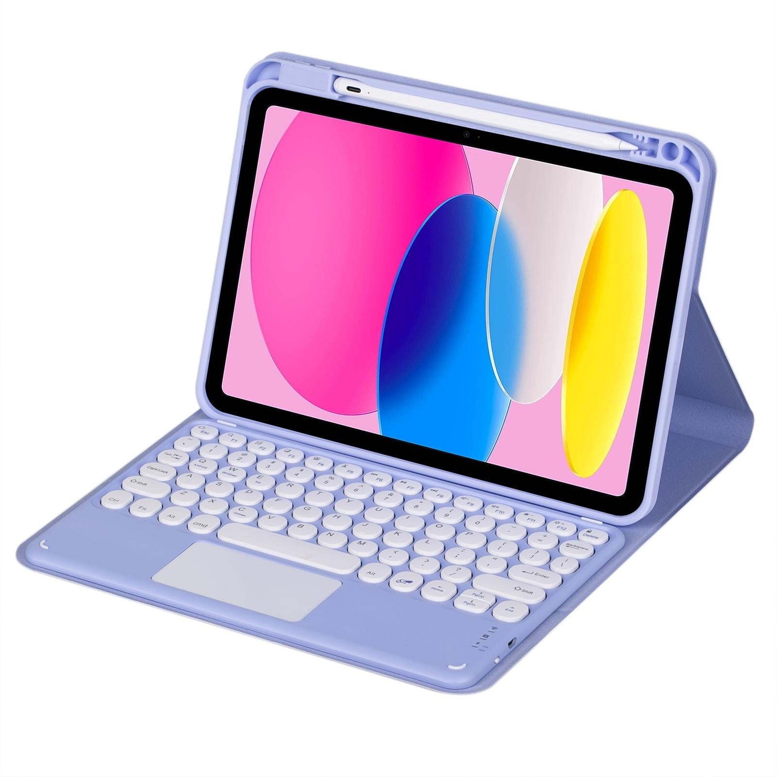 2022 Ipad 10.9 Touch Keyboard Leather Case With Pen Slot - Purple