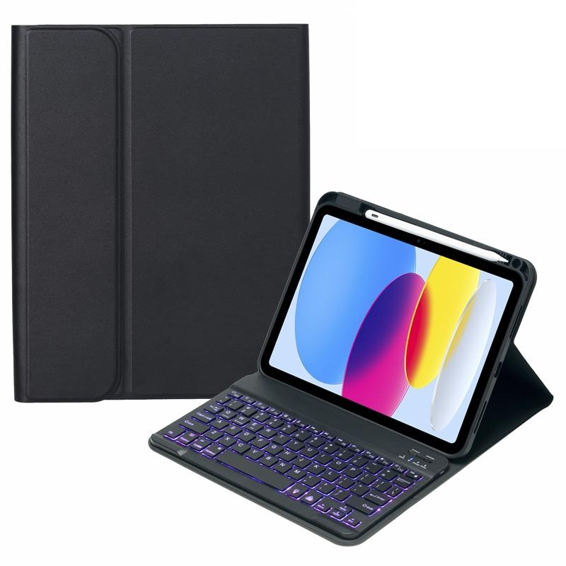 10.9 Ipad 10Th Gen 2022 Backlit Keyboard Case With Pen Slot - Bluetooth Leather - Light Purple