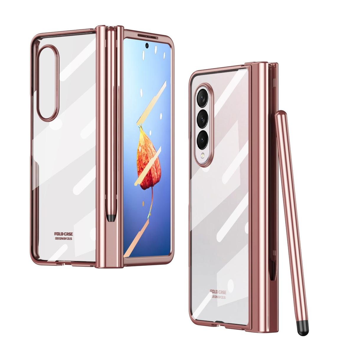 For Samsung Galaxy Z Fold4 5G Full Body Phone Case with Integrated Hinge and Pen Slot - Transparent