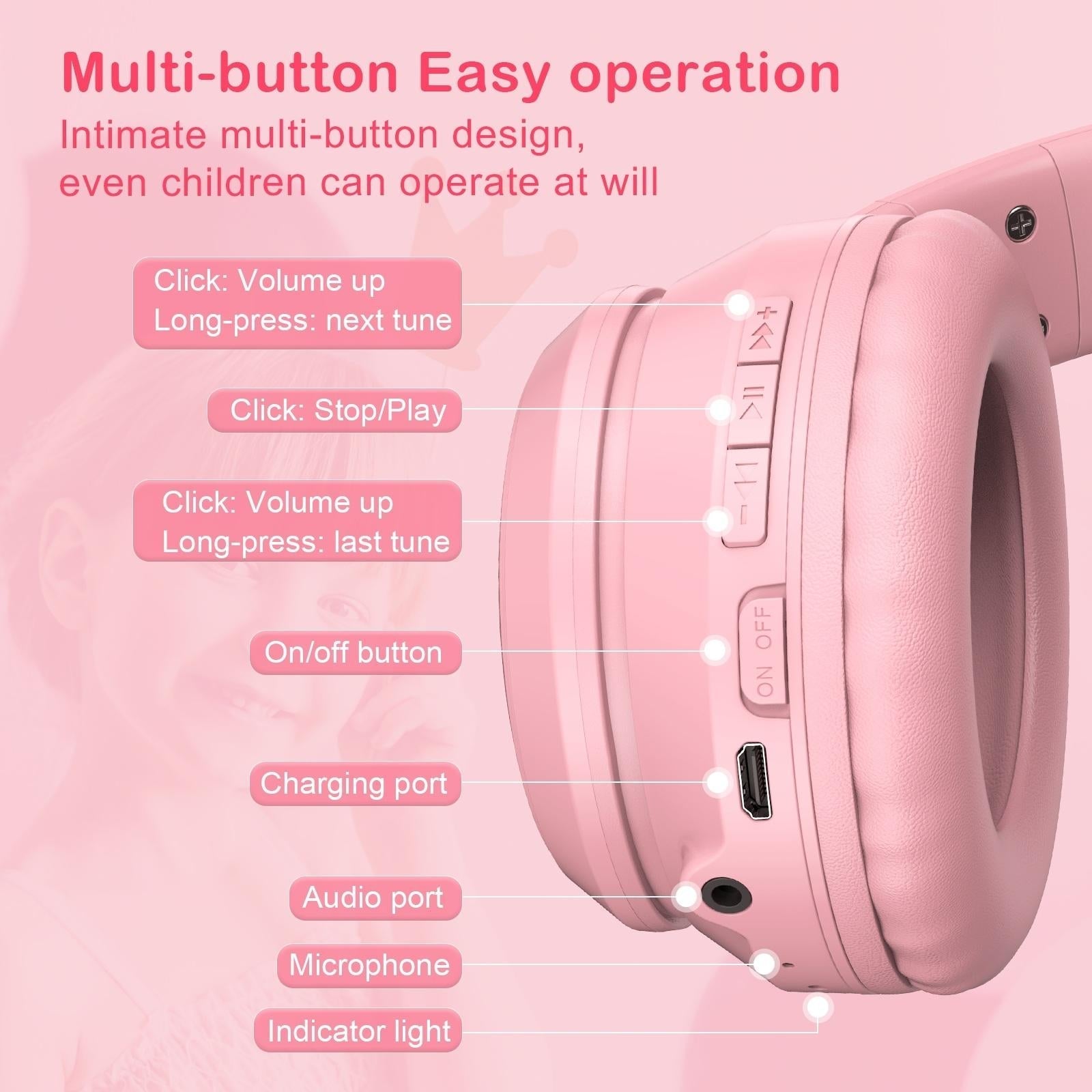 Wireless Bluetooth Headphones With Rgb Lighting - Pink
