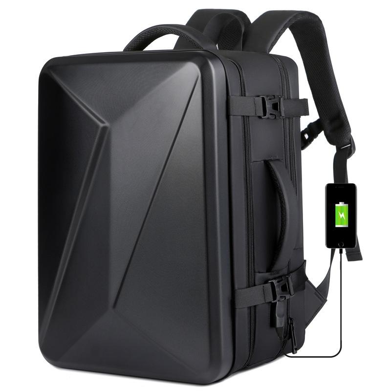 Waterproof Expandable Hard Shell Backpack with Usb Charging - Large Capacity Black - 162 Light Gray