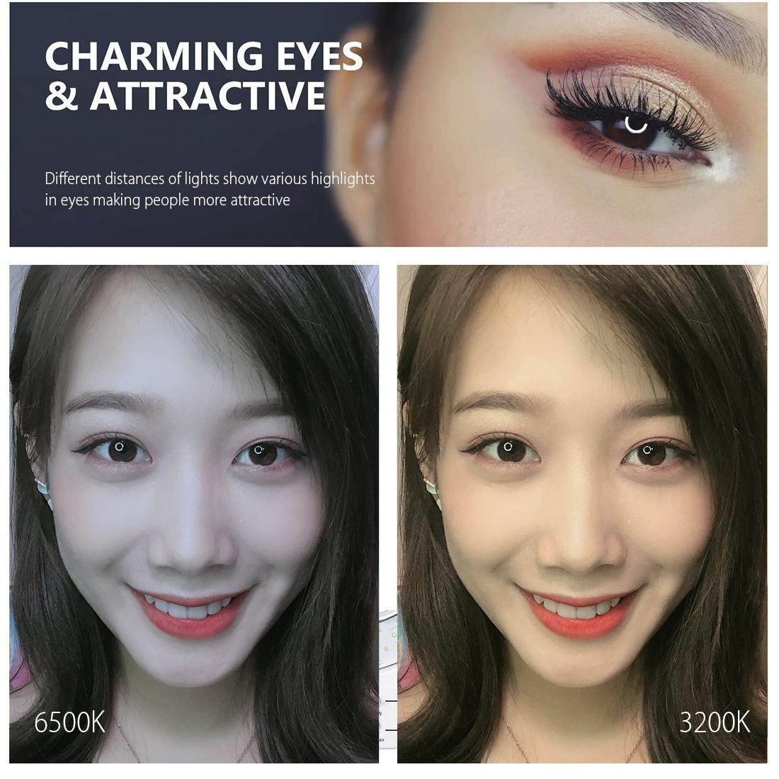 10.2 Led Ring Light with Tripod and Phone Clamp - 3 Modes Dual Colour Temperature Dimmable - Pink