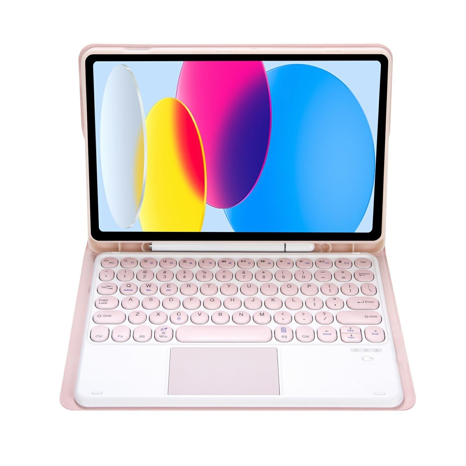 2022 Ipad 10.9 Lambskin Bluetooth Keyboard Case With Pen Slot - Pink