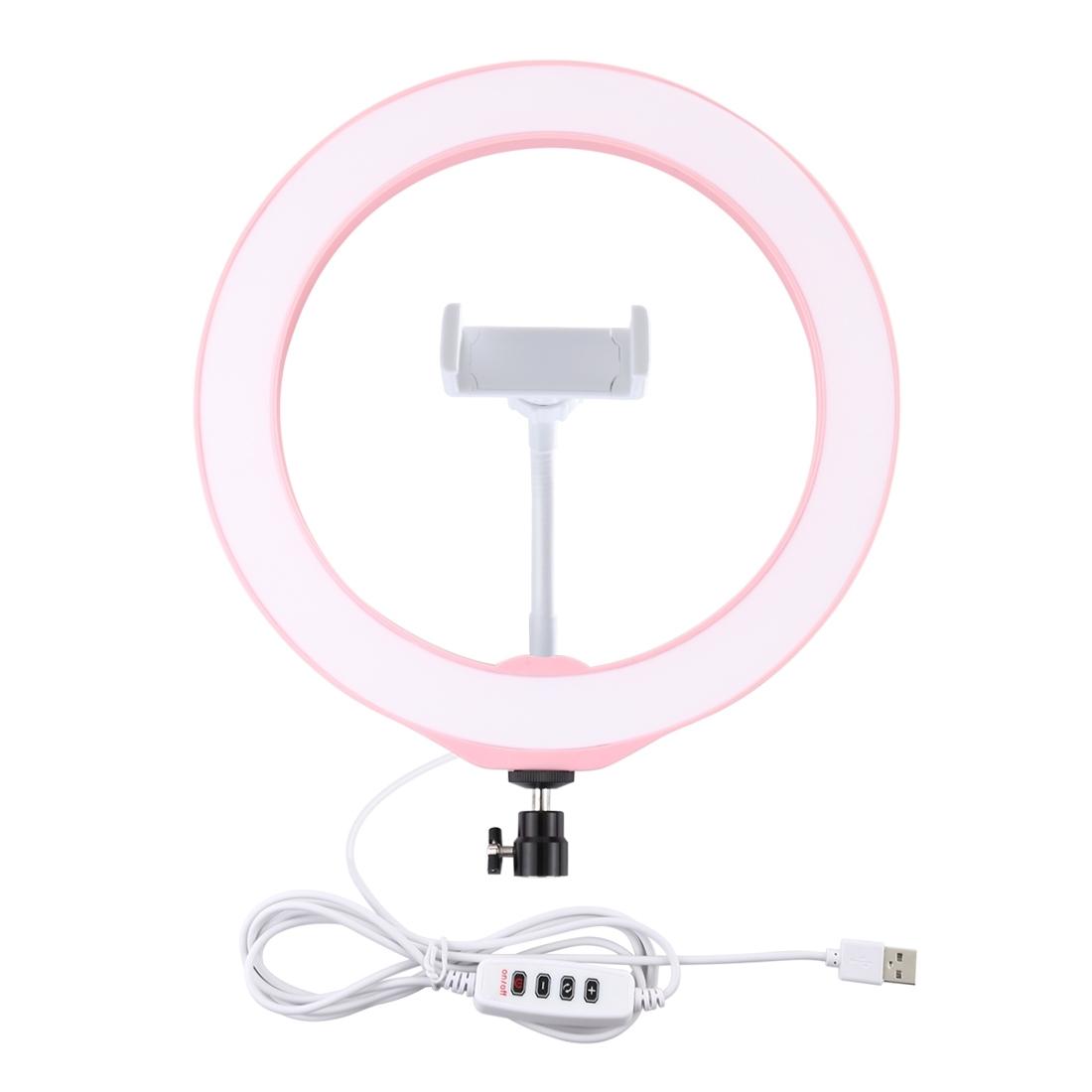 26cm Dimmable Led Ring Light with Tripod and Phone Clamp - Pink