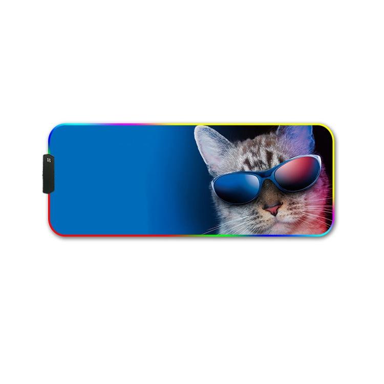 Rgb Non Slip Mouse Pad With Thermal Transfer - Glasses Cat