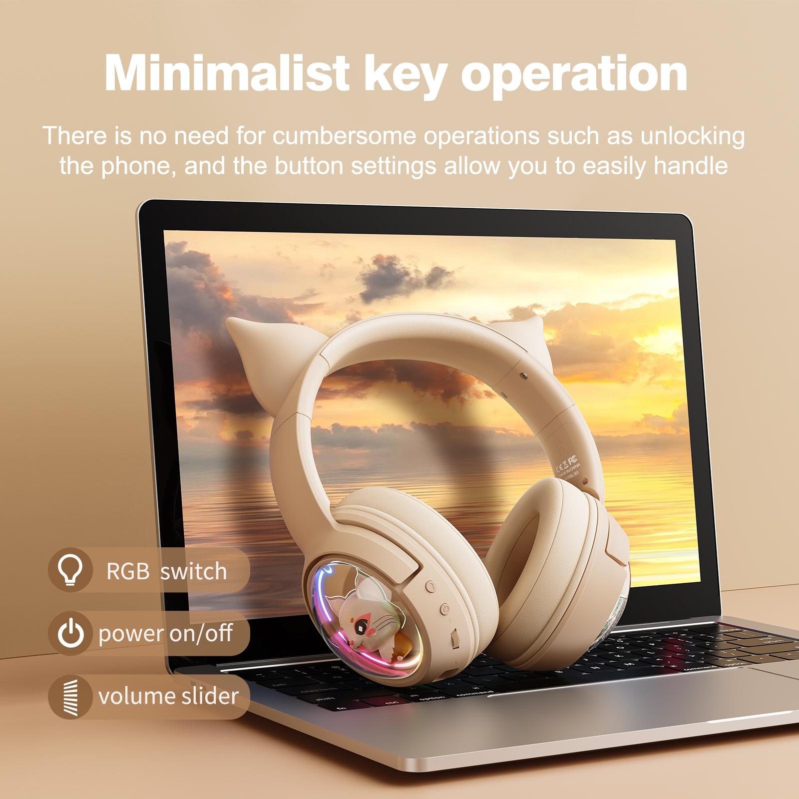 Wireless Cat Ear Bluetooth Headset Usb-C - Pink
