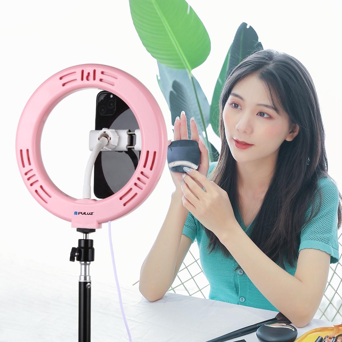 20cm Usb Dual Colour Led Ring Light with Phone Clamp - Pink