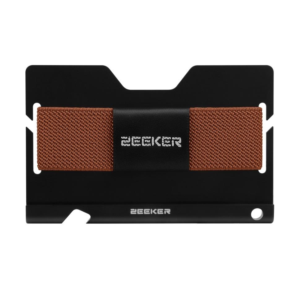 Multi Function Aluminum Card Holder For Men & Women Elastic Band Wallet - Light Coffee