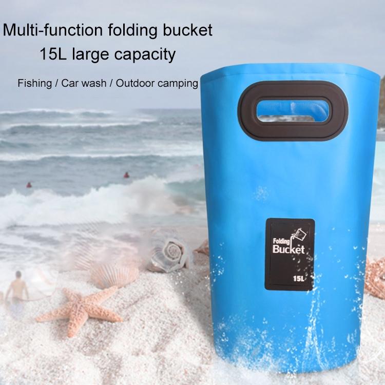 15L Outdoor Portable Folding Sink Pvc Collapsible Bucket - Green