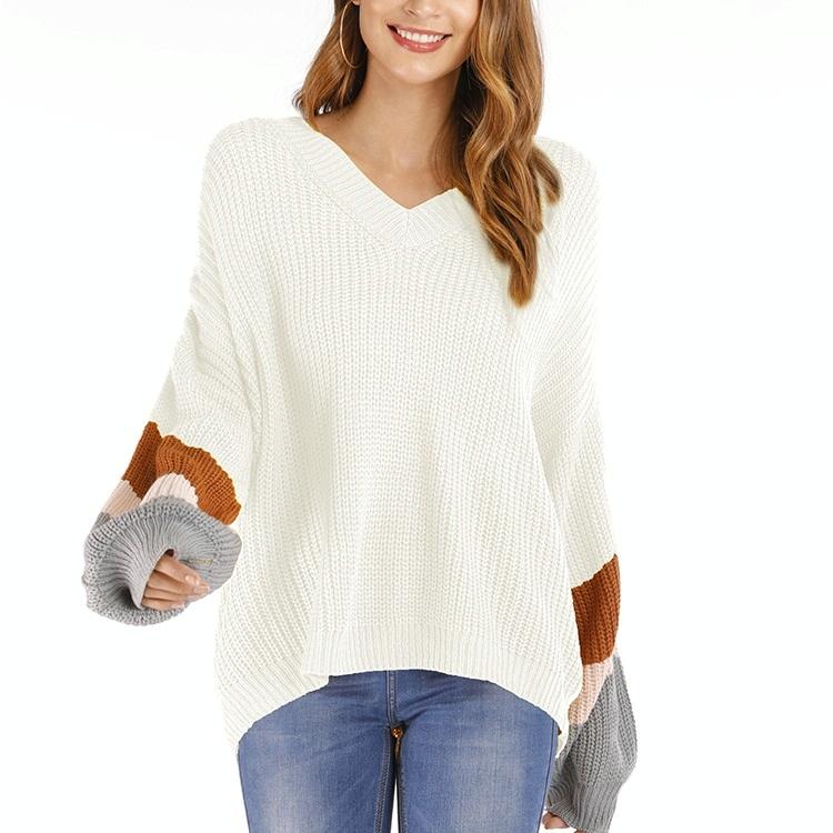 Fashion Casual V-Neck Sweater - Grey L