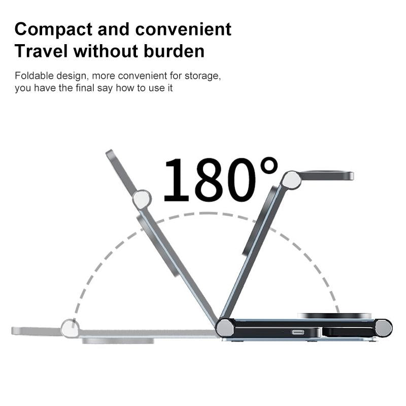 15W 3 In 1 Foldable Desktop Wireless Charger - Dark Gray