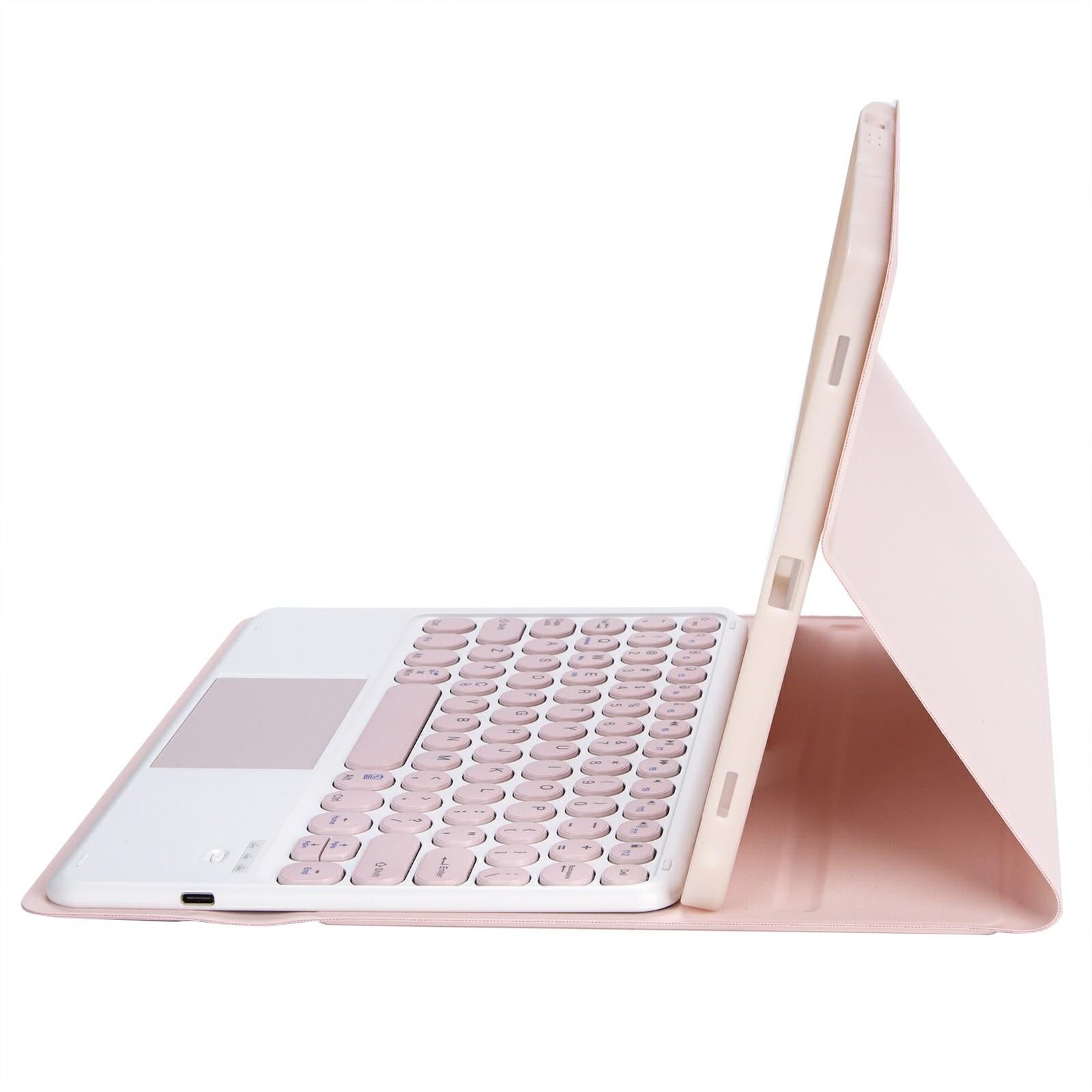 2022 Ipad 10.9 Lambskin Bluetooth Keyboard Case With Pen Slot - Rose Gold