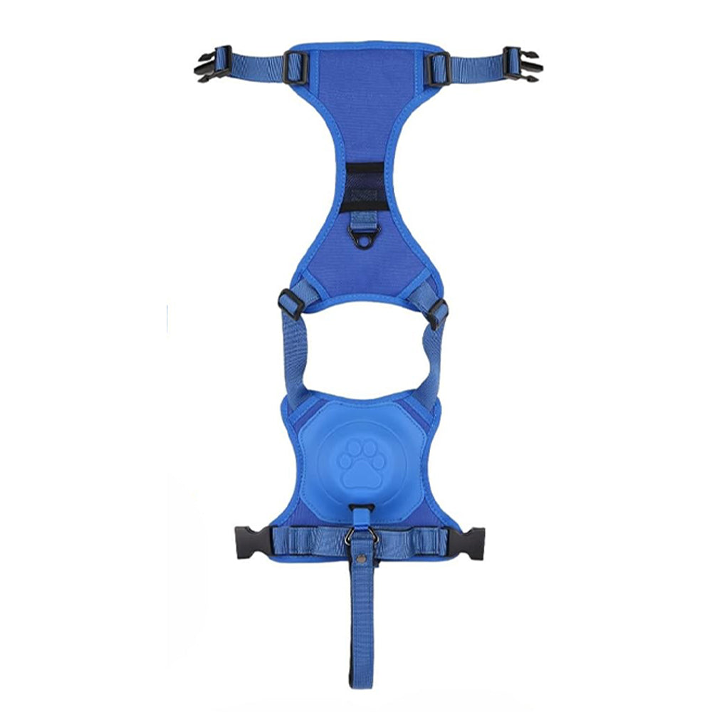 Vibe Geeks Ultimate 2-in-1 Reflective No-pull Dog Harness with Retractable Leash and Control Handle - Blue - L