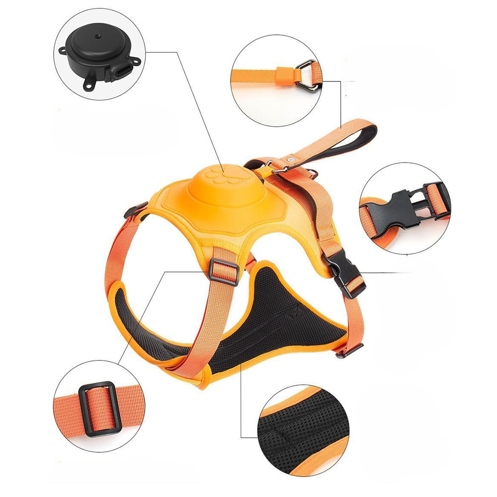 Vibe Geeks Ultimate 2-in-1 Reflective No-pull Dog Harness with Retractable Leash and Control Handle - Red - L