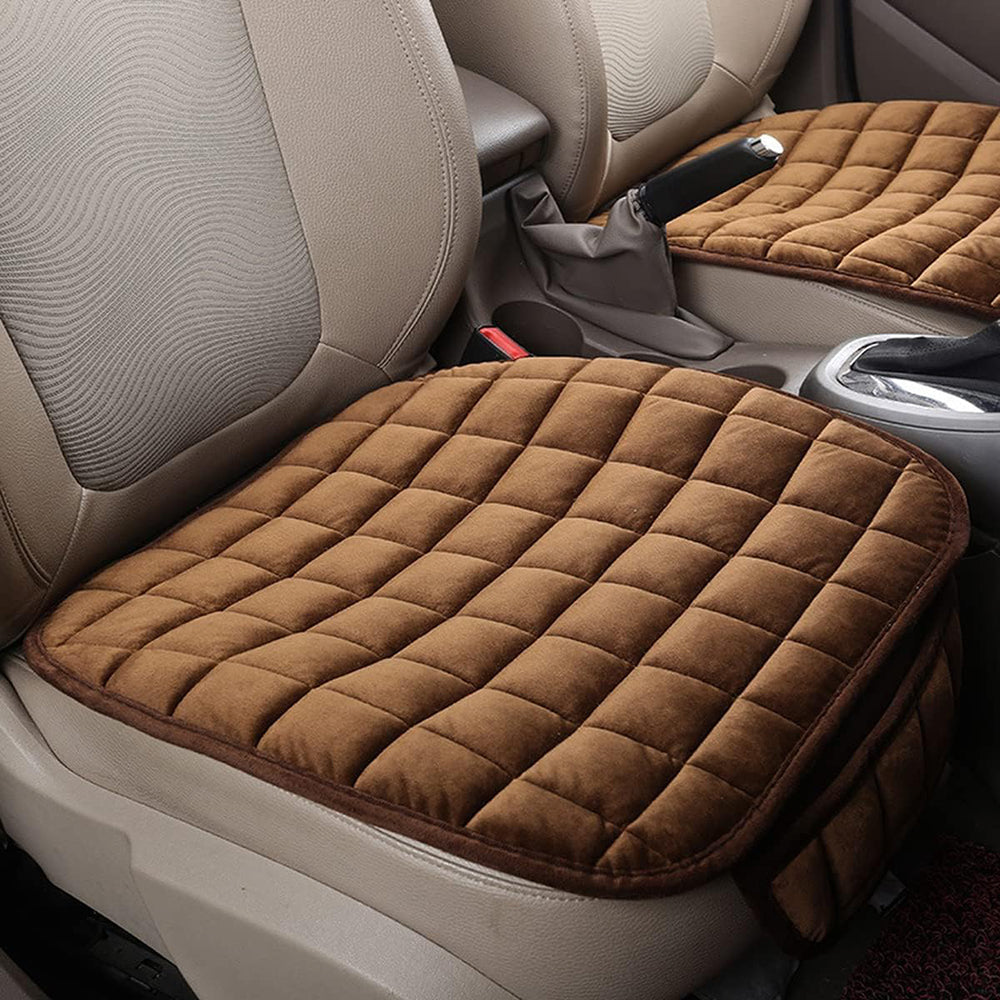 Vibe Geeks Auto Front Seat Winter-proof Cover for Comfort and Protection - Coffee