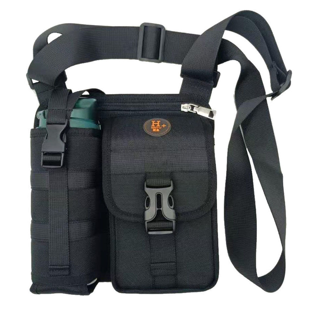 Vibe Geeks Waterproof Camping Wear Resistant Chest Crossbody Sling Shoulder Bags with Water Bottle Holder - Black