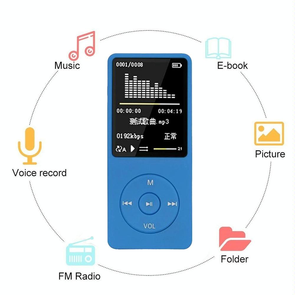 Portable Lcd Fm Radio Mp3 Mp4 Player 4Gb Memory Black - Light Blue 4Gb