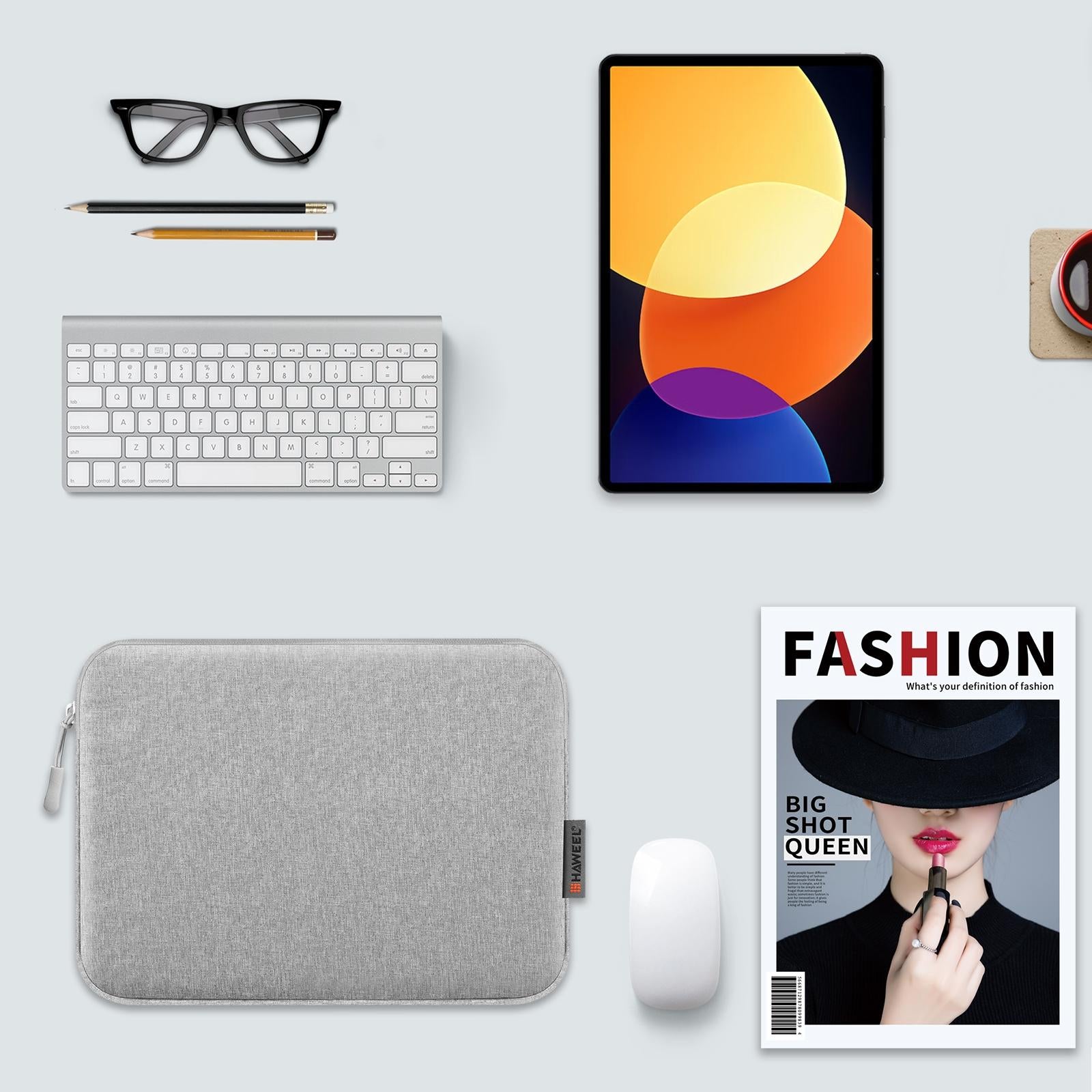 11 Tablet Sleeve Briefcase for 9.7-11.0 Tablets - Zipper Closure - Grey