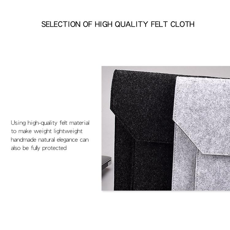 15.4 Inch Grey Felt Laptop Inner Bag with Multi-purpose Button