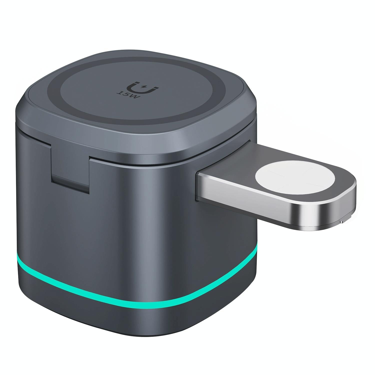 15W 3 In 1 Magnetic Wireless Charger - Grey