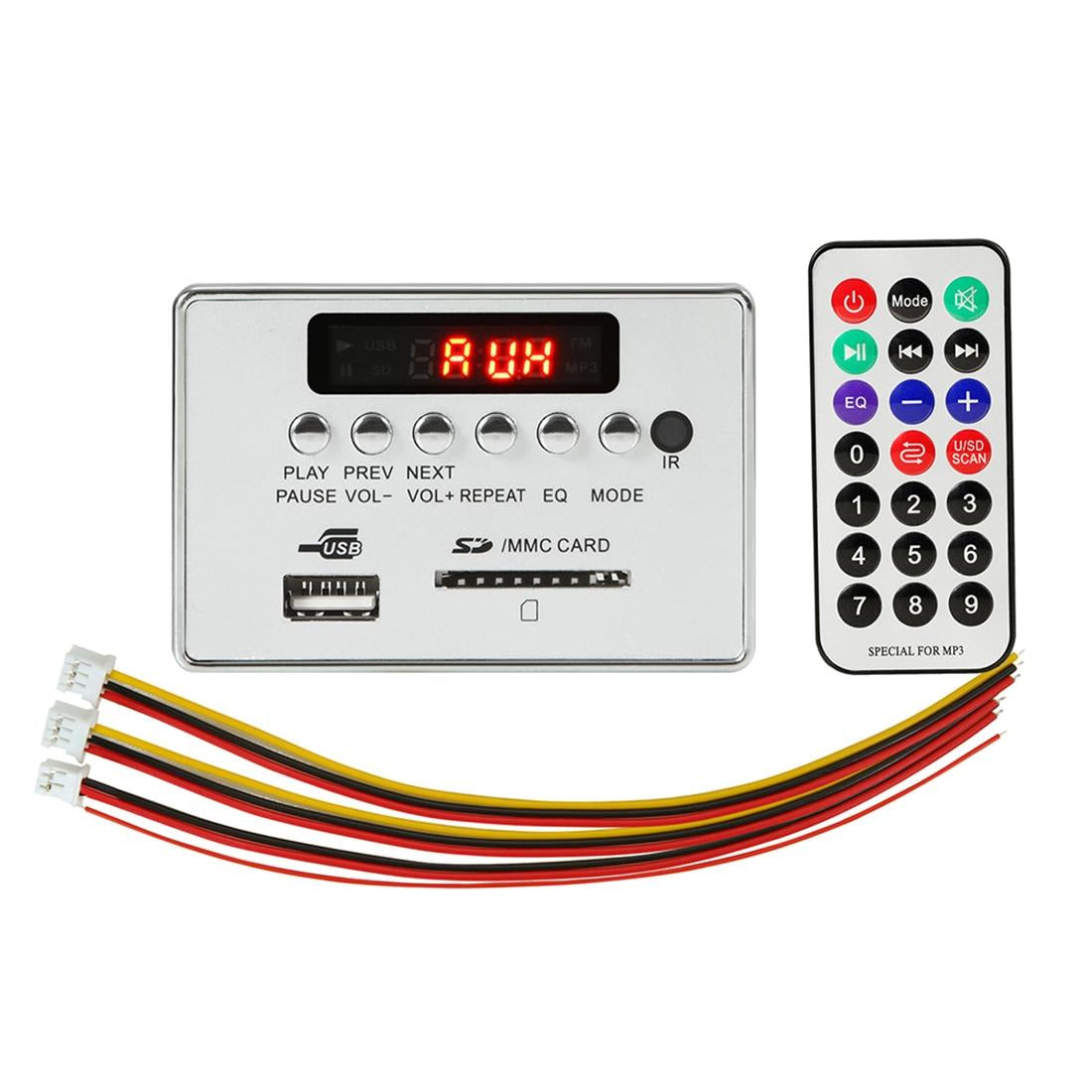 Car Mp3 Player Board With Bluetooth Fm Radio Sd / Usb / Aux Remote - Silver Grey