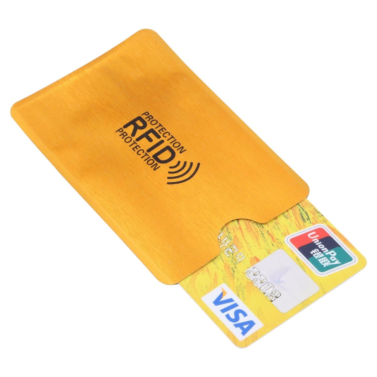 100 Rfid Blocking Aluminum Foil Card Sleeves - Pack - Gold