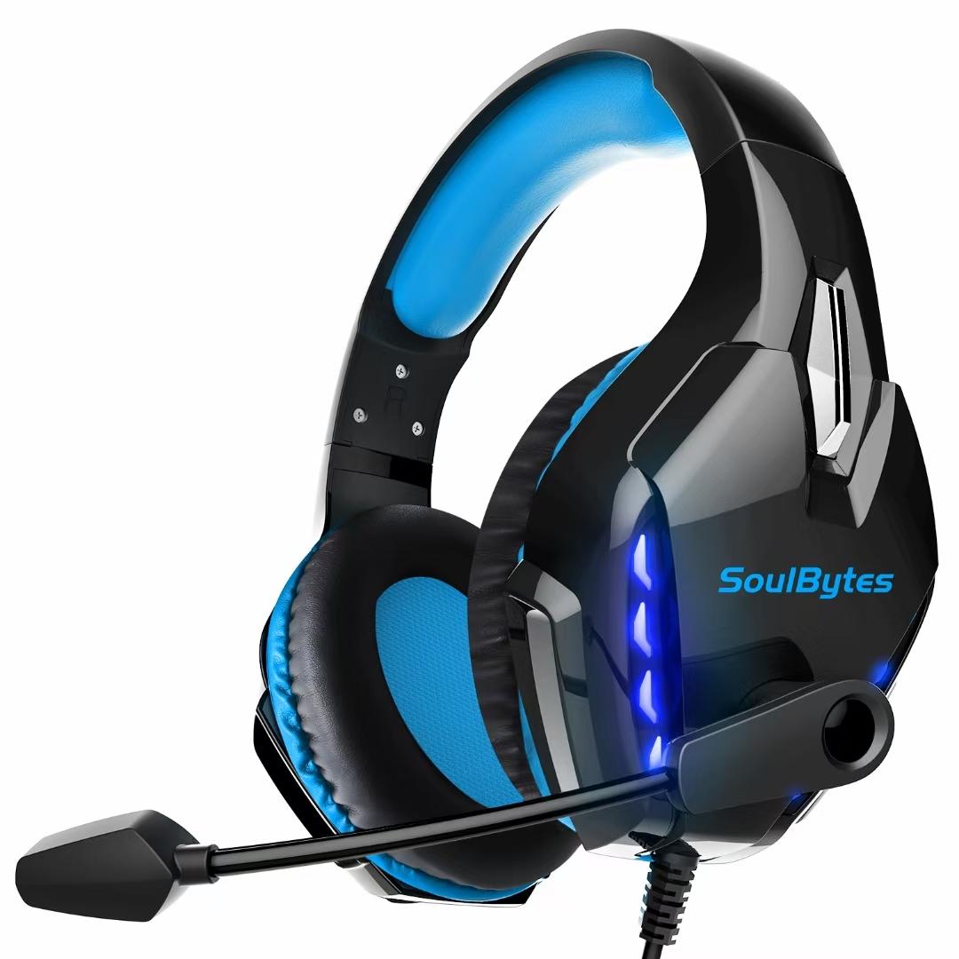Adjustable Led Gaming Headset With Mic Blue