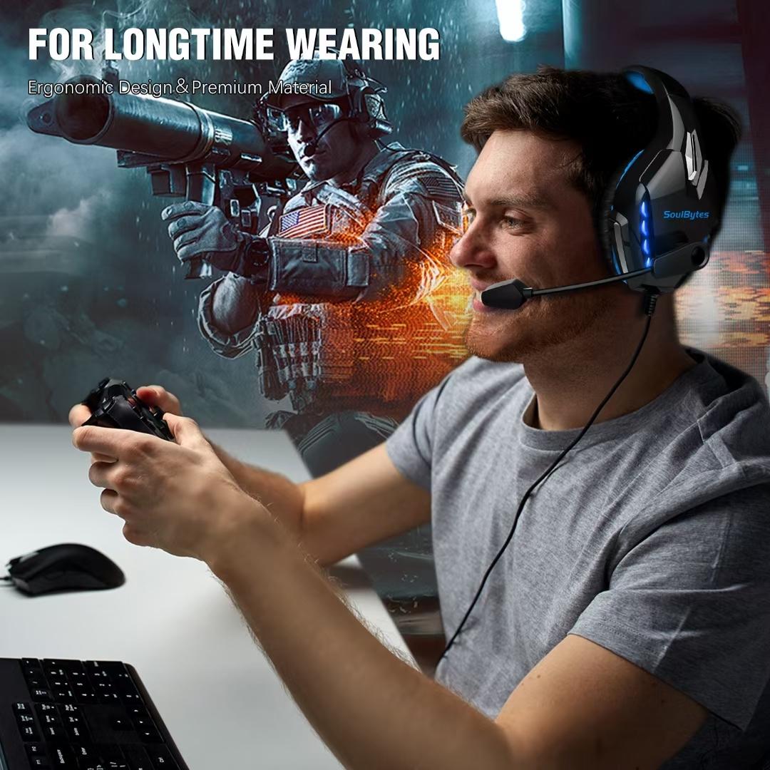 Adjustable Led Gaming Headset With Mic Blue