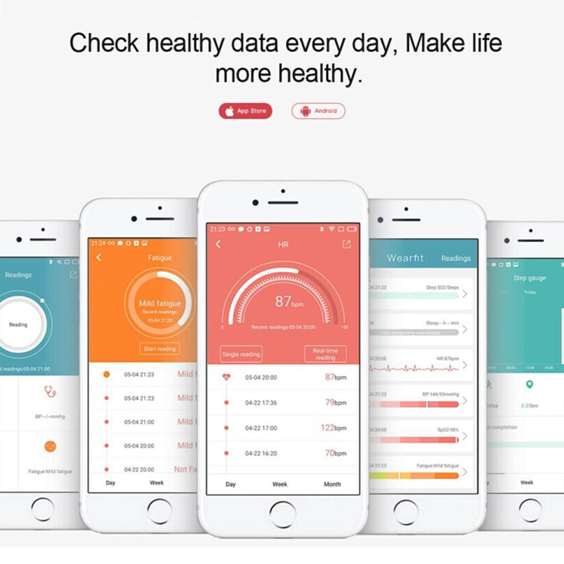 Bluetooth Fitness Tracker With Heart Rate & Sleep Monitor - Waterproof - Blue