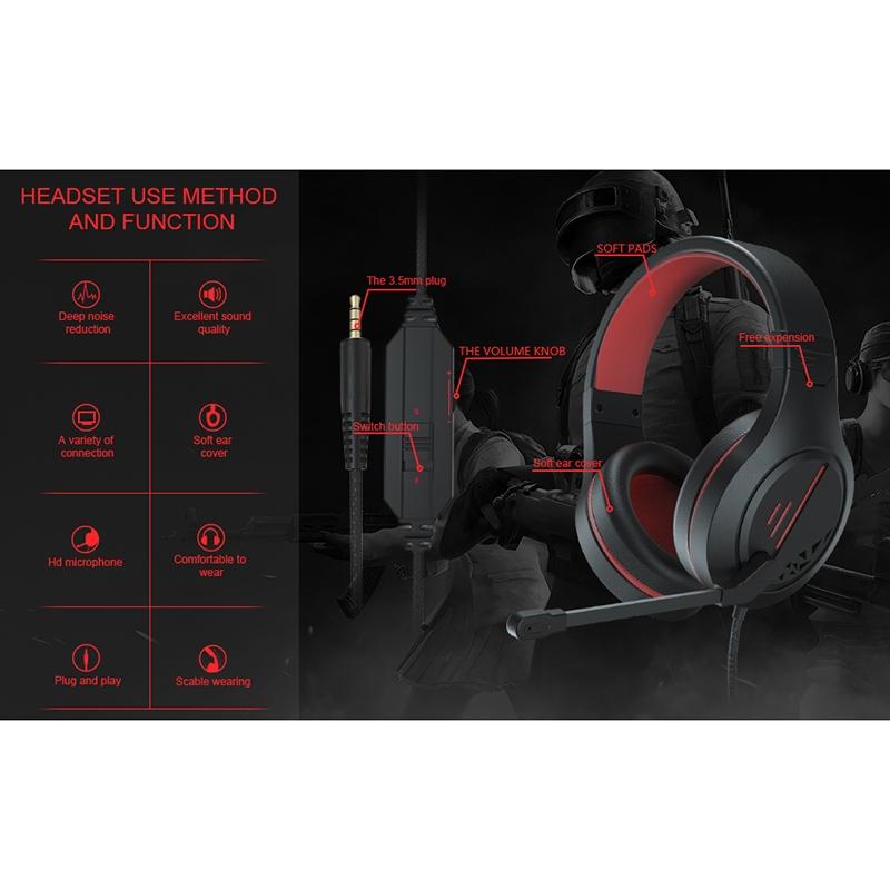 3.5Mm Noise-Canceling Gaming Headset With Retractable Mic - Black Blue