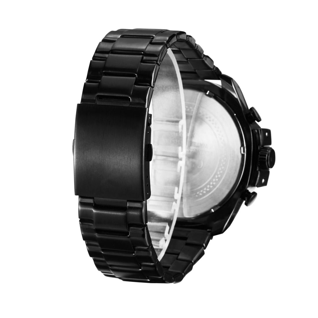 Men Stainless Steel Sports Watch with Large Dial - Black & Blue