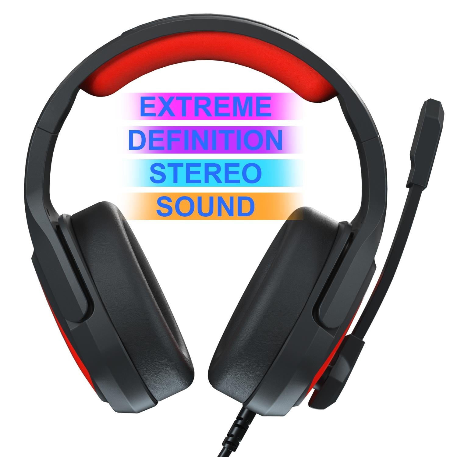 Retractable Mic Gaming Headset 3.5Mm Plug 2.2M Cable - Black Purple