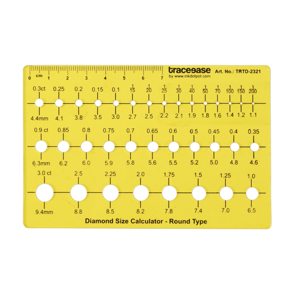 Diamond Size Calculator Round Shape Jewellery Templates Drafting Tools Jewellery Designing Stencils