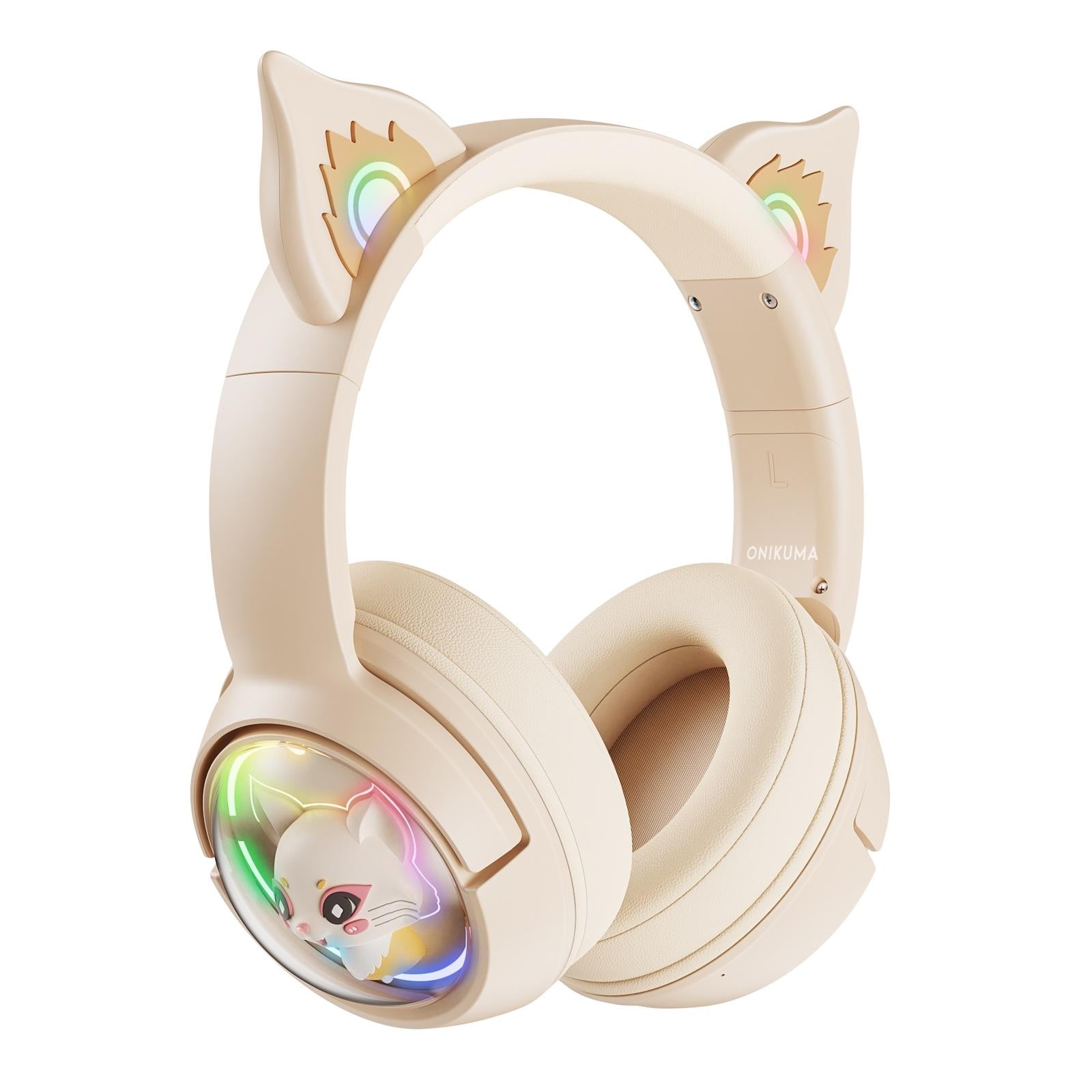 Wireless Cat Ear Bluetooth Headset Usb-C - Beige