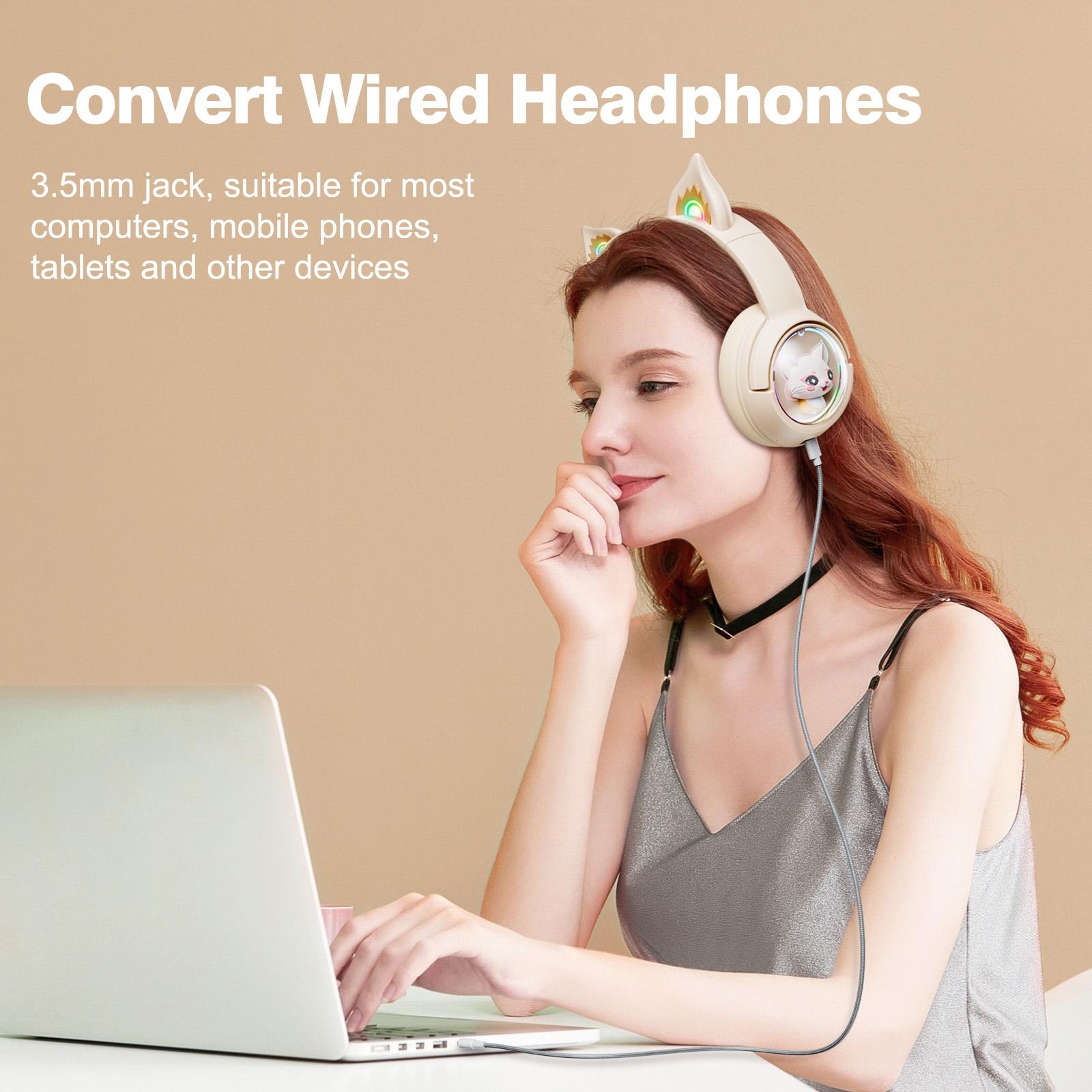 Wireless Cat Ear Bluetooth Headset Usb-C - Beige