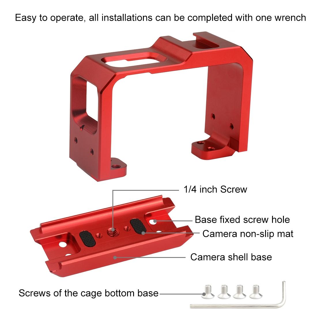 Aluminum Frame Cage for Insta360 one r with Cold Shoe and Tripod Base - Red