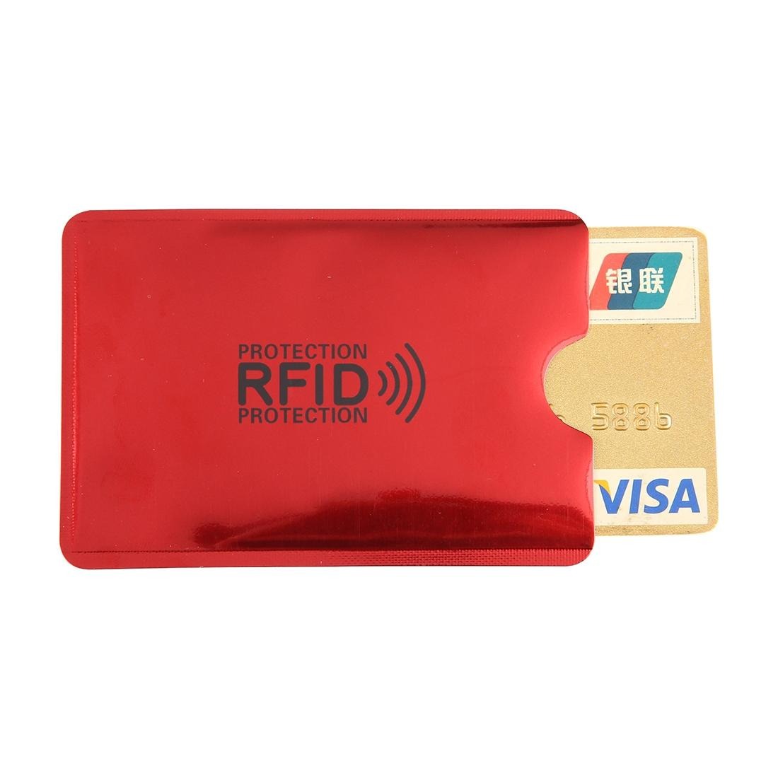 100-piece Rfid Blocking Card Holder - 9x6.3cm Aluminum Foil - Red