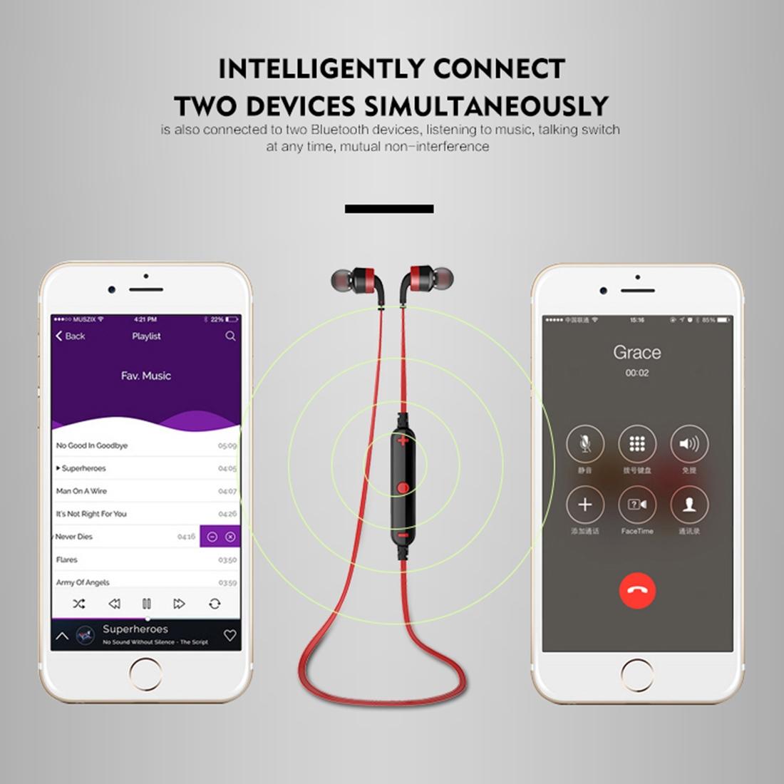 Wireless Sport Bluetooth Earphones with In-line Control - Black - Red