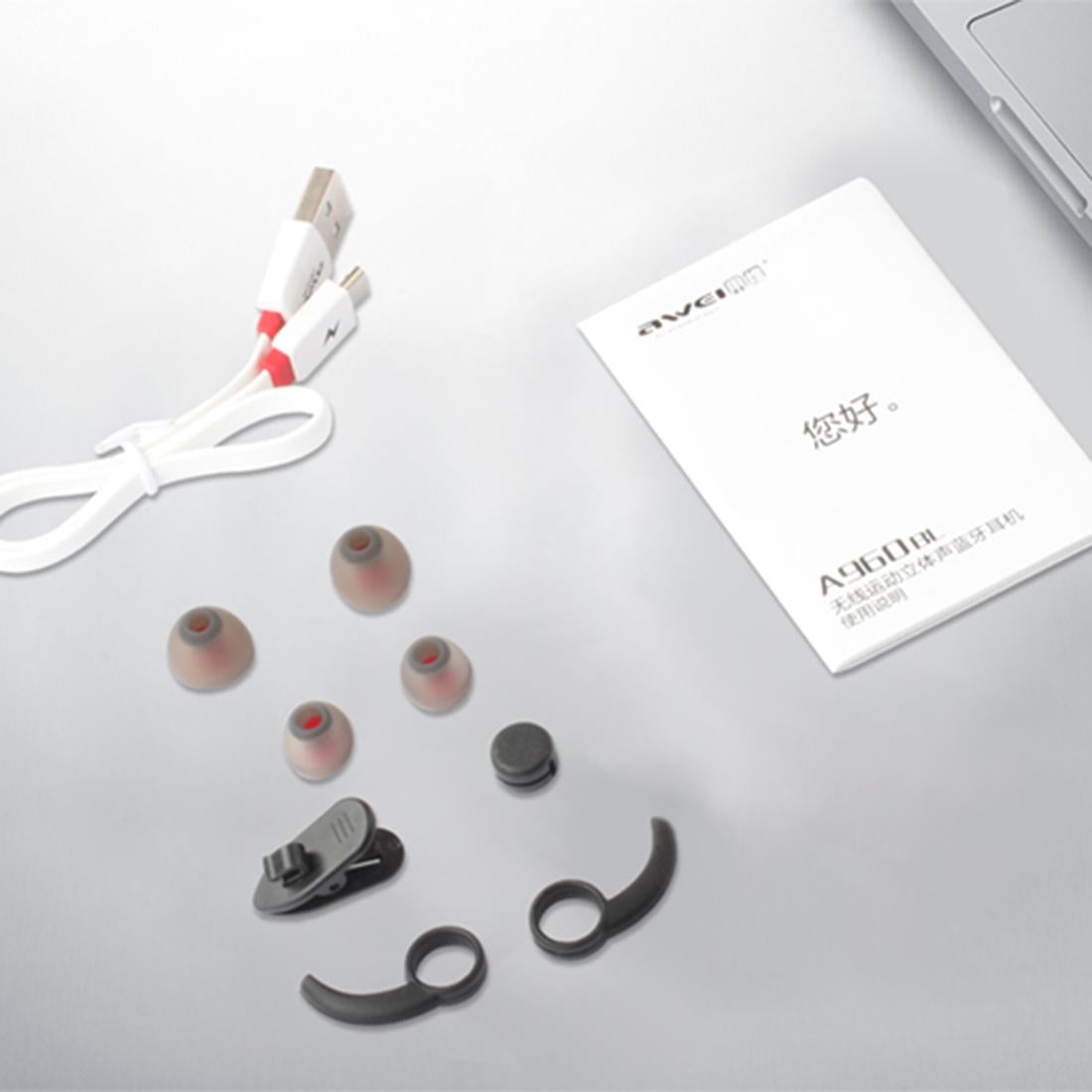 Wireless Sport Bluetooth Earphones with In-line Control - Black - Red