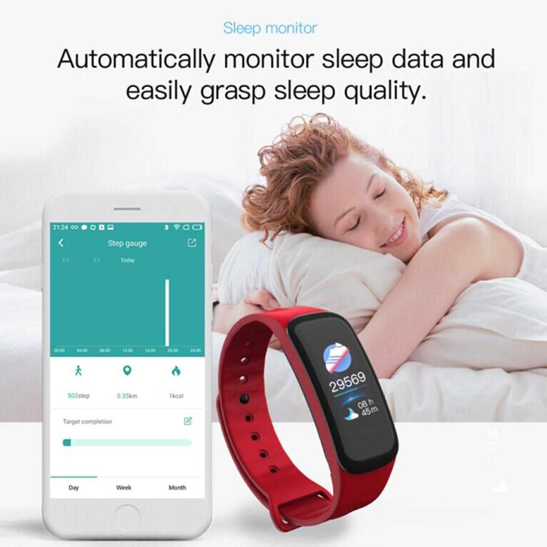 Bluetooth Fitness Tracker With Heart Rate & Sleep Monitor - Waterproof - Red